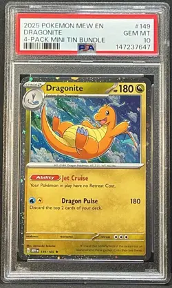 Dragonite Cosmos Holo 2x 🌀 SWIRL Pokemon 151 Sam's Club 4 Mini Tin Promo PSA 10 - Image 4