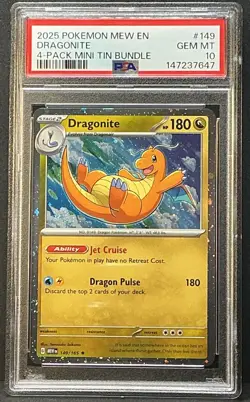 Dragonite Cosmos Holo 2x 🌀 SWIRL Pokemon 151 Sam's Club 4 Mini Tin Promo PSA 10 - Image 5