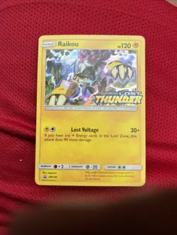 Pokemon Raikou Prerelease Stamp Promo Sun and Moon Lost Thunder SM150 Holo - Image 1