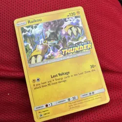 Pokemon Raikou Prerelease Stamp Promo Sun and Moon Lost Thunder SM150 Holo - Image 2