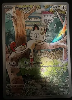 Pokemon TCG Meowth 106/094 Illustration Rare Holo NM Full Art PFL - Image 2
