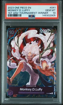 2023 ONE PIECE PROMOS 1ST ANV TOURNAMENT-WINNER #041 MONKEY D. LUFFY PSA 10 - Image 1