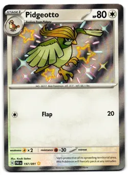 Pidgeotto 197/091 - Paldean Fates Shiny Rare Pokemon TCG - LP Card - Image 1
