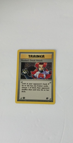 Team Rocket First Edition Rocket's Sneak Attack Trainer Vintage Pokemon Card NM - Image 5