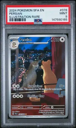 2024 POKEMON SFA EN-SHROUDED FABLE ILLUSTRATION RARE #078 PERSIAN PSA 9 - Image 1