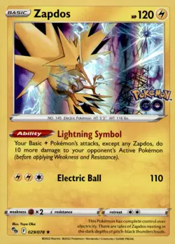 Zapdos Holo Rare Pokemon GO 029/078 NM - Image 1