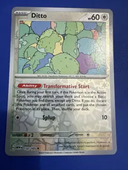 Ditto 132/165 Reverse Holo: Scarlet & Violet 151 Pokemon TCG Near Mint - Image 1