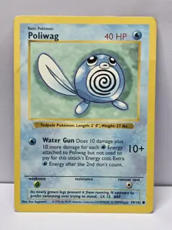 Poliwag 59/102 Common Base Set Unlimited Pokemon Lightly Played - Image 1