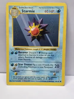 Starmie 64/102 Common Base Set Unlimited Pokemon Lightly Played - Image 1