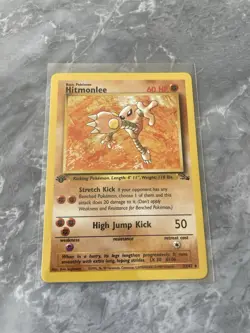 1999 Hitmonlee 22 22/62 Rare 1st First Edition Fossil Set Pokemon Card WOTC NM - Image 1