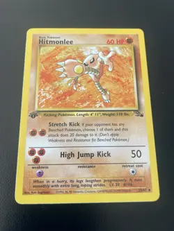 1999 Hitmonlee 22 22/62 Rare 1st First Edition Fossil Set Pokemon Card WOTC NM - Image 2