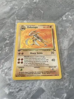 1999 Kabutops 9/62 Holo Rare 1st First Edition Fossil Pokemon Card WOTC NM LP 9 - Image 1