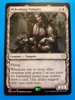 MTG 1x SHOWCASE Welcoming Vampire # 287 Innistrad: Crimson Vow Magic the x1 NM - Image 1