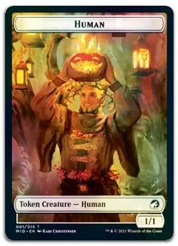Human // Emblem - Teferi, Who Slows the Sunset Double-sided Token (Foil) LP Midn - Image 1