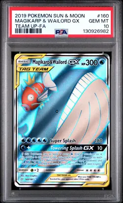 Pokemon Magikarp & Wailord GX 160/181 Full Art SM Team Up PSA 10 GEM MINT - Image 1