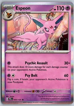 Espeon 033/131 Holo Rare SV: Prismatic Evolutions Pokemon Holo Near Mint - Image 1
