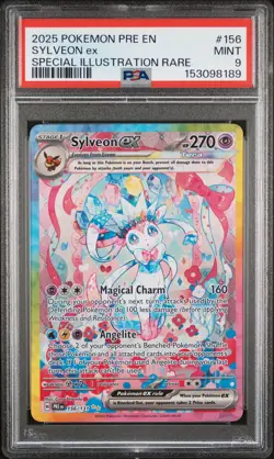 2025 POKEMON PRE EN-PRISMATIC EVOLUTIONS #156 SYLVEON EX PSA 9 - Image 1