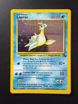 LP Lapras 10/62 Fossil Set Holo Rare Vintage Pokemon TCG Card 1999 WOTC - Image 1