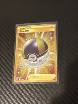 Pokemon TCG Ultra Ball 186/172 SWSH Brilliant Stars Secret Rare Gold Card - Image 1