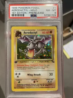 1999 Aerodactyl Holo 1st Edition PRERELEASE PSA 8 Rare Pokemon Card Fossil WOTC! - Image 2