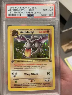 1999 Aerodactyl Holo 1st Edition PRERELEASE PSA 8 Rare Pokemon Card Fossil WOTC! - Image 3