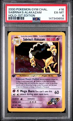 2000 POKEMON GYM CHALLENGE HOLO-1ST EDITION #16 SABRINA'S ALAKAZAM PSA 6 - Image 1