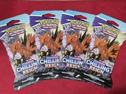 Pokemon Sword & Shield Chilling Reign Zapados Sleeved Booster 4-Pack New - Image 1