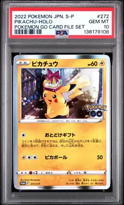 2022 POKEMON JAPANESE S PROMO POKEMON GO CARD FILE SET #272 PIKACHU-HOLO PSA 10 - Image 1