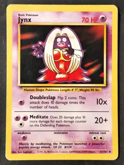 Jynx 031/102 💋 ✰Vintage✰ Base Set Regular, WOTC Pokemon 1999 •MP/HP - Image 1