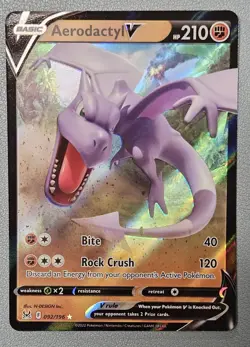 Pokemon TCG SWSH11: Lost Origin #092/196 Aerodactyl V NM - Image 1