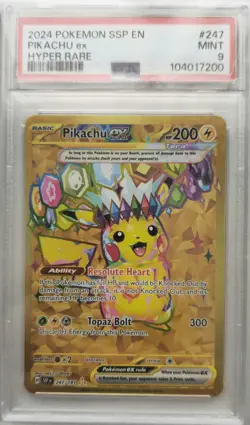 💥PSA 9 Pikachu Ex 247/191 Pokemon TCG Surging Sparks - Image 1
