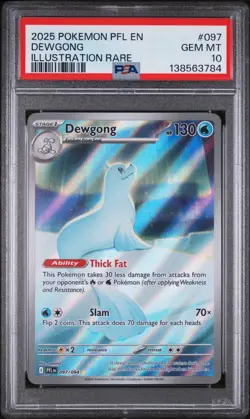 2025 POKEMON PFL EN-PHANTASMAL FLAMES ILLUSTRATION RARE #097 DEWGONG PSA 10 - Image 1
