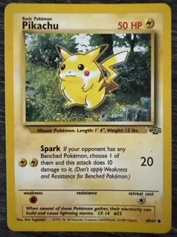 PIKACHU - Jungle Set - 60/64 - Common - Pokemon Card - Unlimited Edition WOTC - Image 1