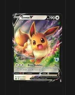 Pokemon Battle Academy 2022 SWSH065 Eevee V Pokemon Card Eevee Stamp - Image 1