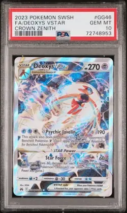 2023 POKEMON SWSH CROWN ZENITH #GG46/GG70 DEOXYS VSTAR GALARIAN GALLERY PSA 10 - Image 1