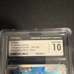 Pokemon Chatot 181/162 SV05: Temporal Forces Illustration Rare Holo CGC 10 2024 - Image 2