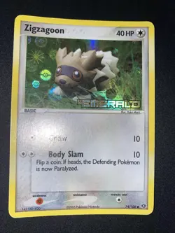 Pokemon Rare HOLO Foil Zigzagoon Stamp Logo Ex Emerald 74/106 - Image 4