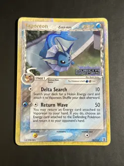 Pokemon eng rare holo foil vaporeon ex delta species 18/113 stamp stamped - Image 1