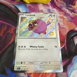 Pokemon Lechonk TCG Card 207/091 Paldean Fates Baby Shiny Rare NM Condition - Image 2