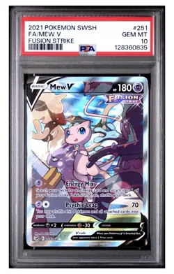 2021 Pokemon SWSH Fusion Strike #251 FA Mew V PSA 10 GEM MINT - Image 1