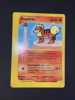 Carta Pokemon Old Comune Set Aquapolis ITA 80/147 Growlithe Near Mint- - Image 4