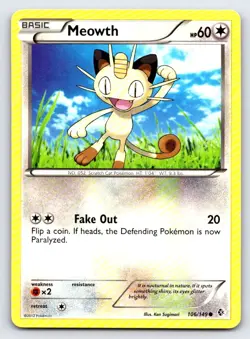 Meowth 106/149 Common Boundaries Crossed Pokemon Lightly Played - Image 1
