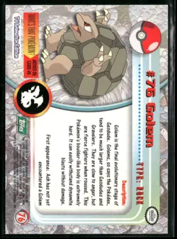 Golem #76 Topps Trading Cards Series 1 Green Logo Pokemon Near Mint - Image 2