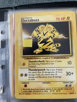 Pokemon TCG Electabuzz 20/102 Non-Holo Rare Card Unlimited Base Set Vintage - Image 1