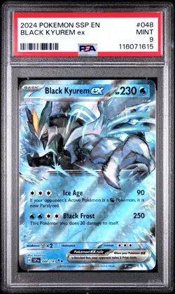 2024 POKEMON SSP EN-SURGING SPARKS #048 BLACK KYUREM EX PSA 9 - Image 1