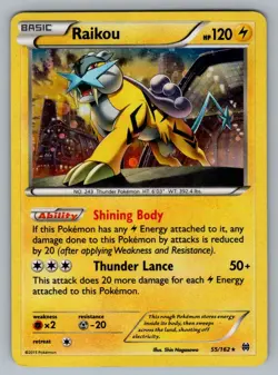 Raikou 55/162 Holo Rare BREAKthrough Pokemon MP Holo - Image 1