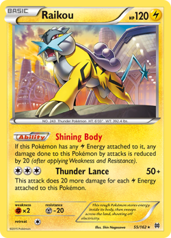 Raikou 55/162 Holo Rare BREAKthrough Pokemon MP Holo - Image 4