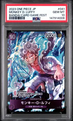 2023 ONE PIECE JAPANESE PROMOS BANDAI CARD GAME FEST #041 MONKEY D. LUFFY PSA 10 - Image 1