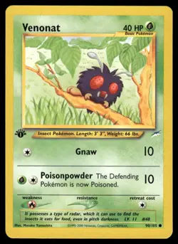 Pokemon Cards Venonat 90/105 1st Edition Neo Destiny Common NM *9 - Image 1