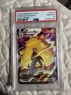 2022 POKEMON SWORD & SHIELD LOST ORIGIN #TG17 FULL ART/PIKACHU VMAX PSA 10 - Image 1
